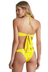 Yellow Leblon Print Bardot Swimsuit