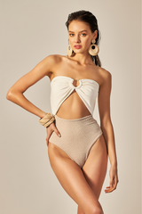 Scarf Body Bicolor in Nude and Off White