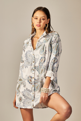 Safari Shirt Blue Paisley Print