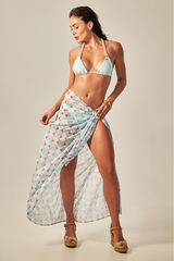 Búzios Pareo Green Retro Print