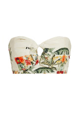 Cropped Bustier Tropical Paradise Print