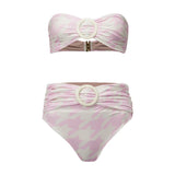 Tie Melanie Bikini in Pink Pied de Poule