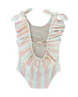 Light Pink Stripes Print Penelope Kids Swimsuit