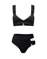 Sloane Bikini in Black Tweed Texture