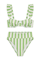 Joia Bikini in Green Stripes Print