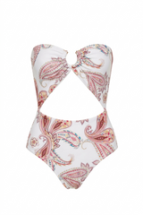 Scarf Swimsuit Pink Paisley Print