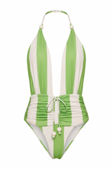 Green Stripes Print Donna Swimsuit