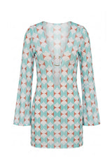 Short Sixty Dress Green Retro Print