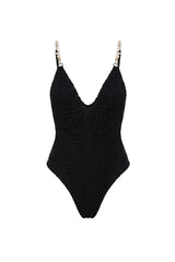 Lily Swimsuit Black Jacquard Texture