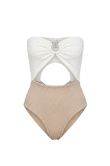 Scarf Swimsuit Bicolor in Nude and Off White