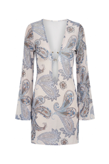 Short Sixty Dress Blue Paisley Print