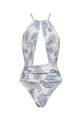 Donna Swimsuit Blue Paisley Print