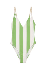 Lily Swimsuit in Green Stripes Print