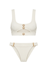Off White Textured Charlie Bikini