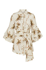 Ruffle Safari Shirt Palm tree Print