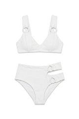 Sloane Bikini In White Tweed Texture