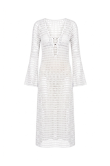 Long Sixty Dress Off White Lace Texture