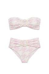 Tie Melanie Bikini in Pink Pied de Poule