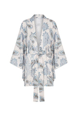 Voil Kimono Blue Paisley Print