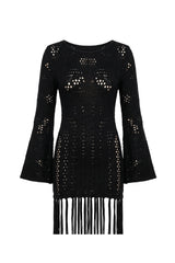 Lucia Dress Black Jacquard Texture