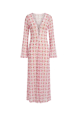 Long Sixty Dress Pink Retro Print