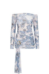 Yasmin Dress Blue Paisley Print