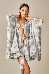 Voil Kimono Blue Paisley Print