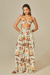 Voil Pants in Rose Print