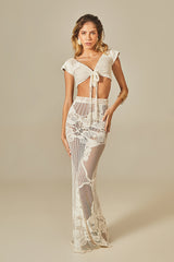 Sixty Maxi Skirt in Off White Lace