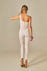Eloisa Catsuit in Pink Tweed