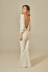 George Catsuit in Off White Lotus Texture