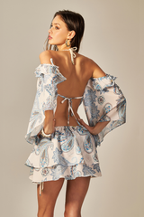 Alex Dress Blue Paisley Print