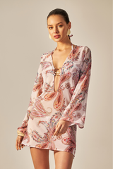 Short Sixty Dress Pink Paisley Print