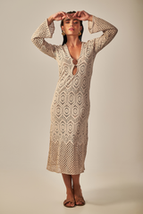 Long Sixty Dress Nude Lace