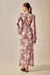 Long Sixty Dress Pink Paisley Print