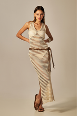 Victoria Dress Beige Lace Texture