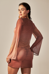 Short Sixty Dress Bronze Gradient Print