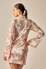 Short Sixty Dress Yellow Paisley Print