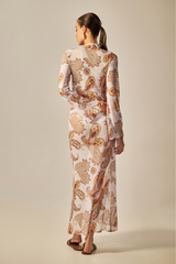 Long Sixty Dress Yellow Paisley Print