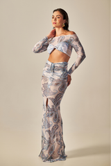 Tule Top Blue Paisley Print