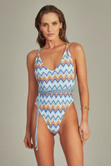 Blue Chevron Print Leticia Swimsuit