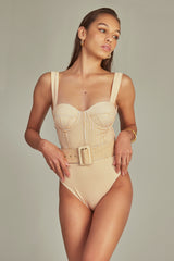 Pied de Poule Print Bouche Swimsuit