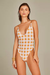 Retro Orange Print Lily Swimsuit