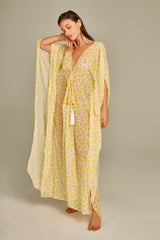 Santorini Kaftan In Yellow Leopard Print