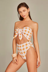 Orange Retro Scarf Swimsuit