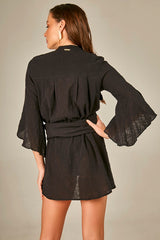 Ruffle Safari Shirt In Black