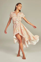 Midi Trench Dress Green Paisley Print