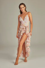 Ruffle Skirt Green Paisley Print