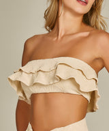 Ruffle Bikini in Beige Texture