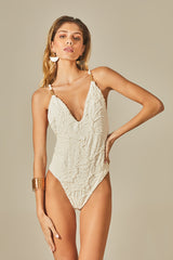 Lily Body in Off White Floral Texture